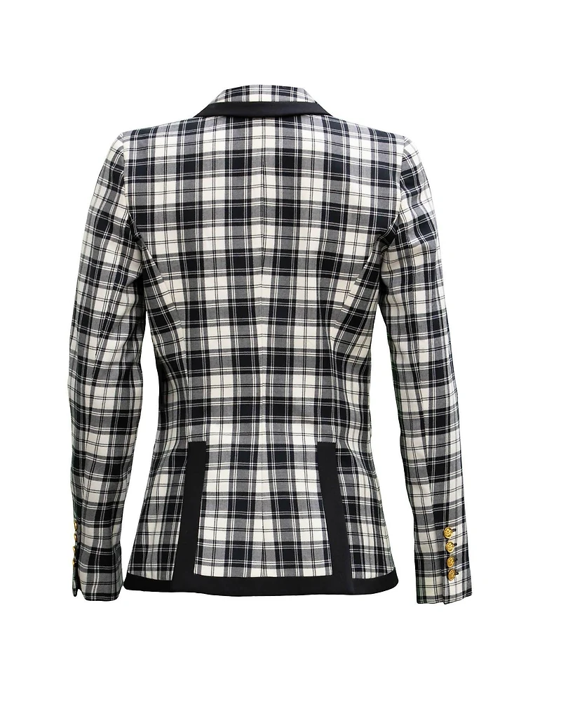Taped Peaked Lapel Blazer Black and White
