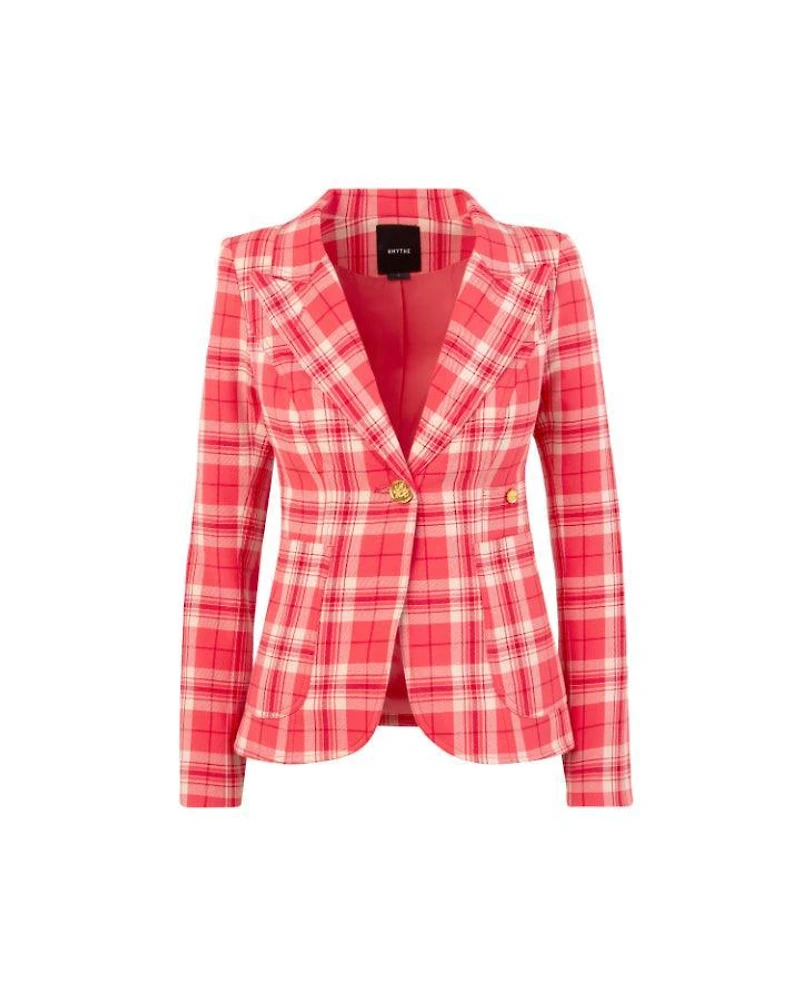 Watermelon Plaid Duchess Blazer