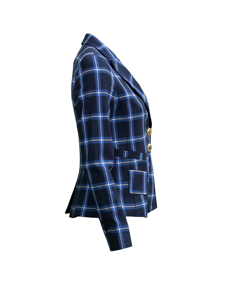 Wrap Blazer Navy Windowpane