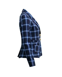 Wrap Blazer Navy Windowpane