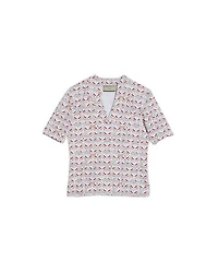 Coral Geo Print Polo Shirt
