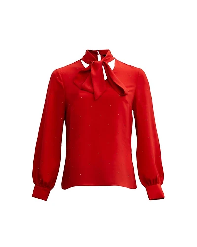 Sparkle Tie Neck Blouse