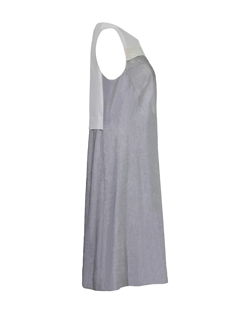 Embroidered Detail Sleeveless Dress