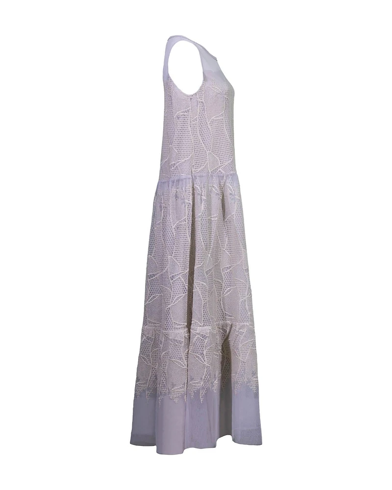Embroidered Mesh Maxi Dress