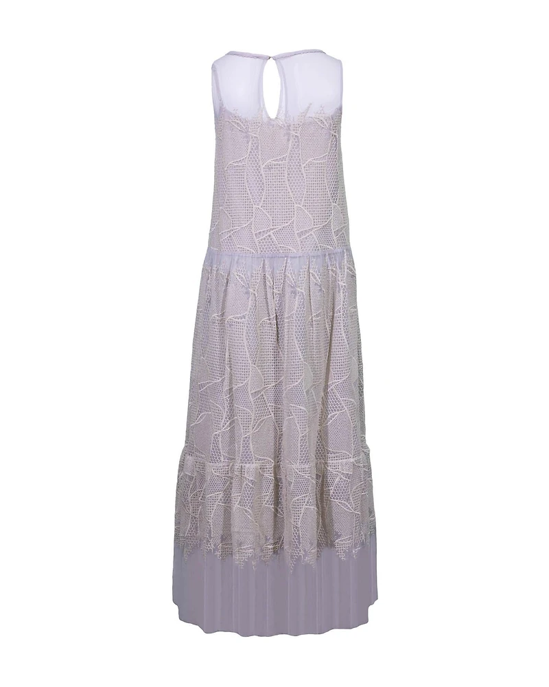 Embroidered Mesh Maxi Dress