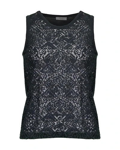 Embroidered Sheer Knit Tank Top
