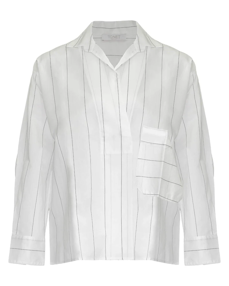 Oversized Pinstripe Pull On Shirt