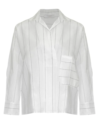 Oversized Pinstripe Pull On Shirt