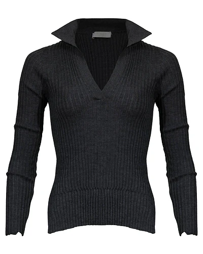 Tonet Rib Merino Polo Pullover
