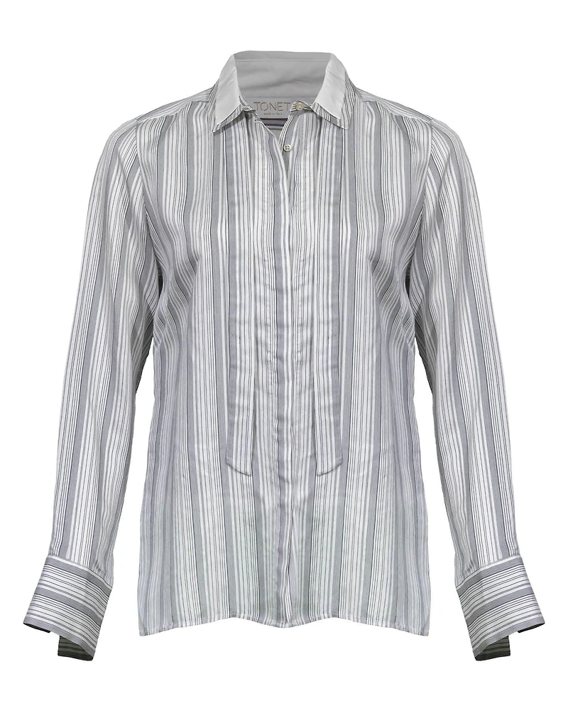 Tonet Stripe Neck Tie Shirt