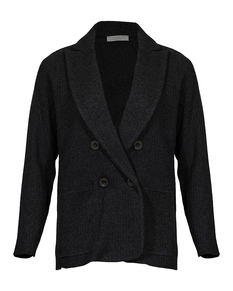 Waffle Knit Double Breasted Jacket
