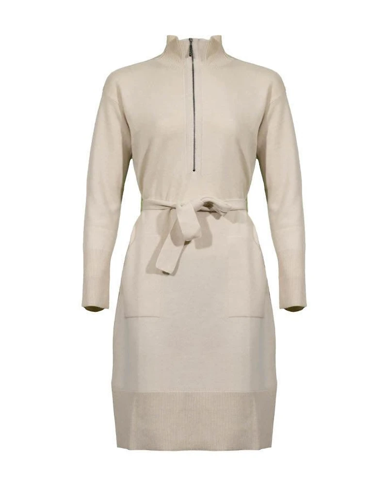 Wool Blend Zip Neck Dress