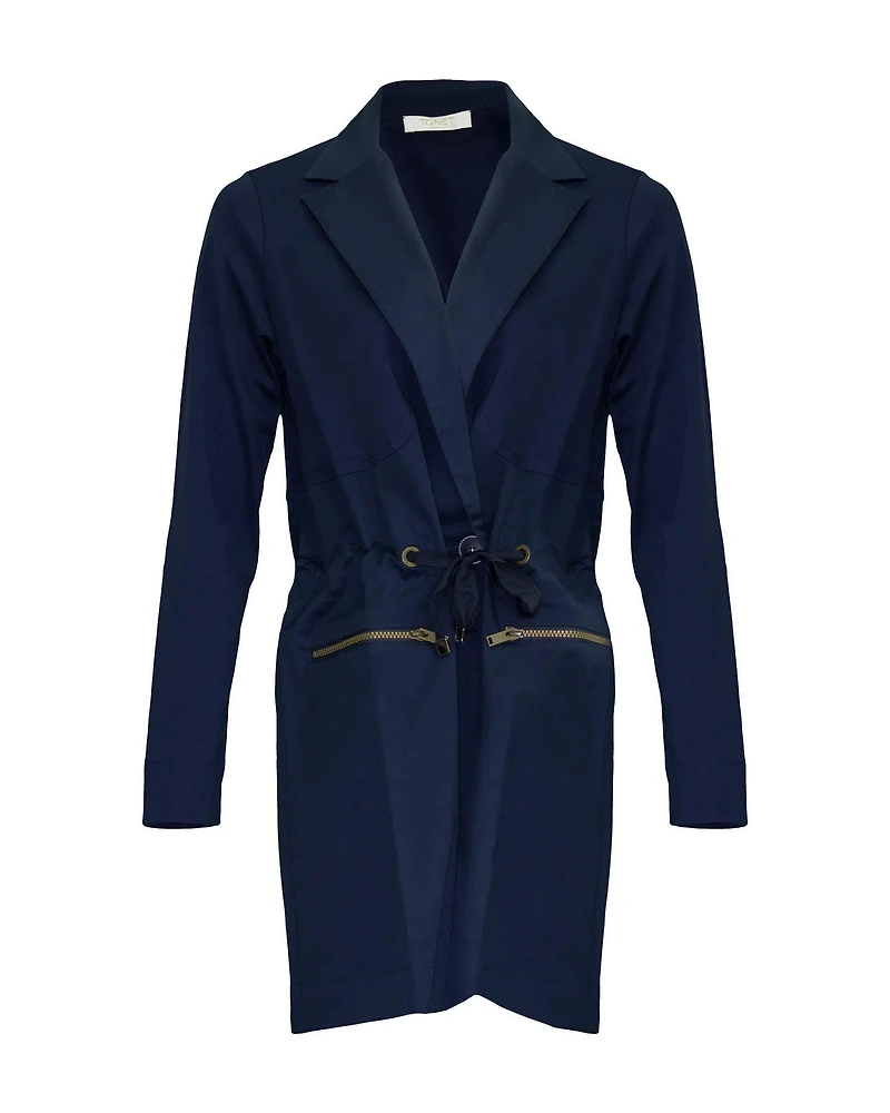 Zip Pocket Jacket with Drawstring Waist