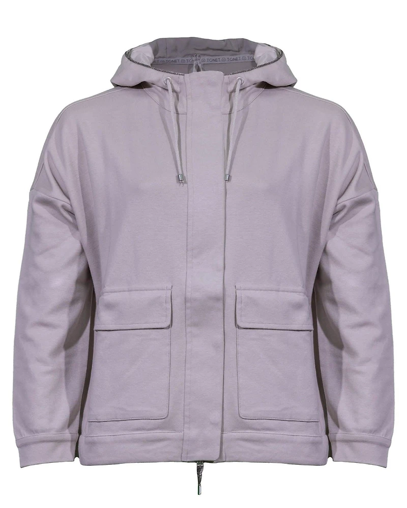 Zip-Snap Hoodie Jacket