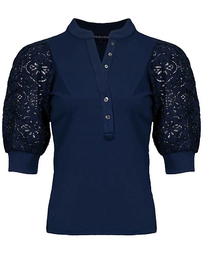 Veronica Beard Coralee Lace Puffed Sleeve Top