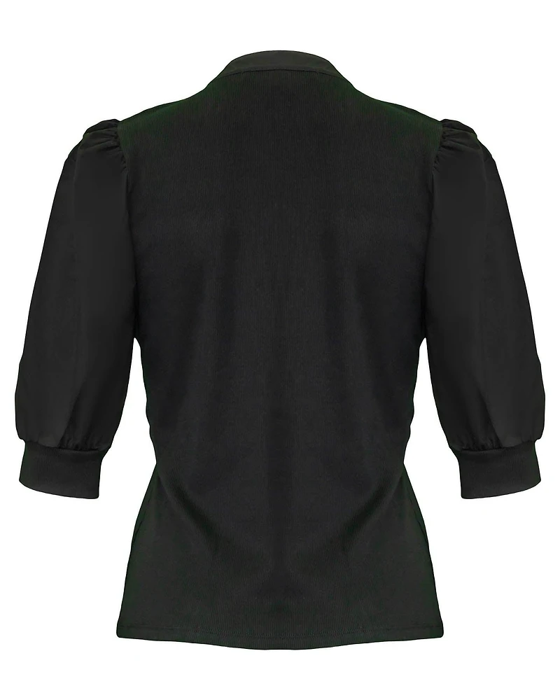 Coralee Puff Sleeve Top Black