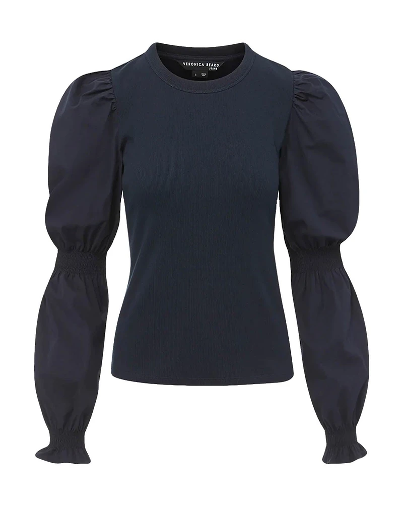 Fawn Puff Sleeve Top Navy