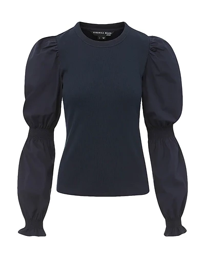 Fawn Puff Sleeve Top Navy