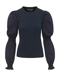 Fawn Puff Sleeve Top Navy
