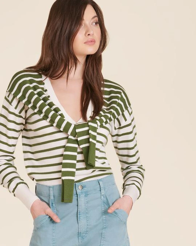 Leni Striped Tie Sweater