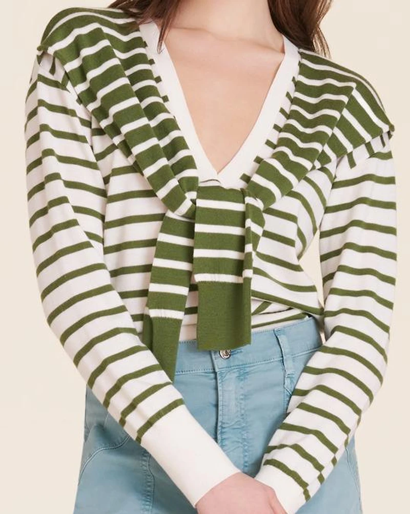 Leni Striped Tie Sweater