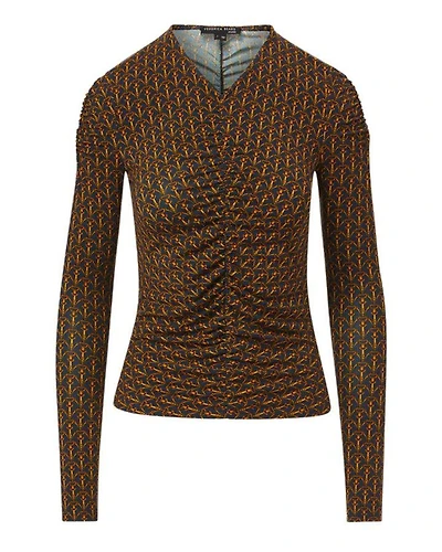 Veronica Beard Neeta Stirrup-Print Ruched Top