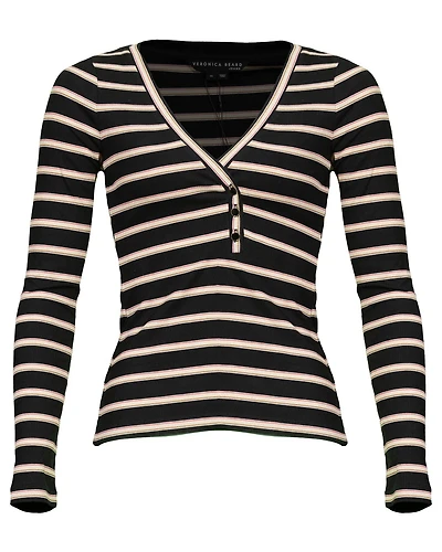 Veronica Beard Shailee Stripe Henley Top