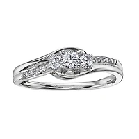 10k White Gold Canadian Diamond 3 Stone Engagement Ring