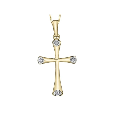 10k Yellow Gold & Diamond Cross Necklace