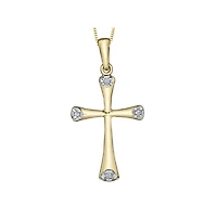 10k Yellow Gold & Diamond Cross Necklace