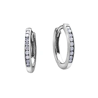 10k White Gold & Diamond Channel Set Hoops
