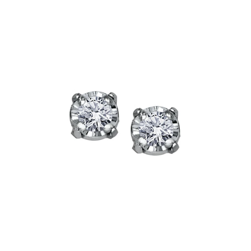 10k White Gold & Diamond Stud Earrings