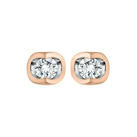 10k Rose & White Gold Diamond Stud Earrings