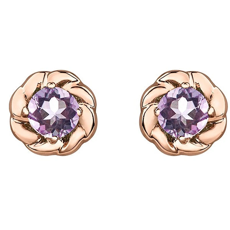 10k Rose Gold Lilac Amethyst Earrings