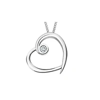 10k White Gold & Diamond Heart Necklace
