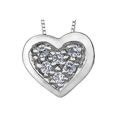 10k White Gold Diamond Heart Necklace