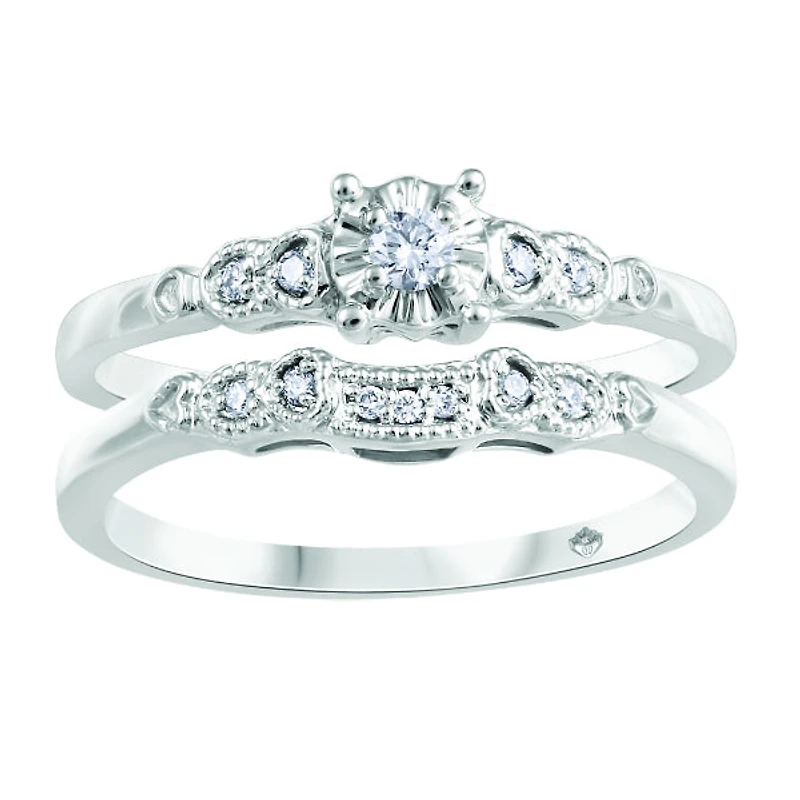 10k White Gold Matching Canadian Diamond Bridal Set