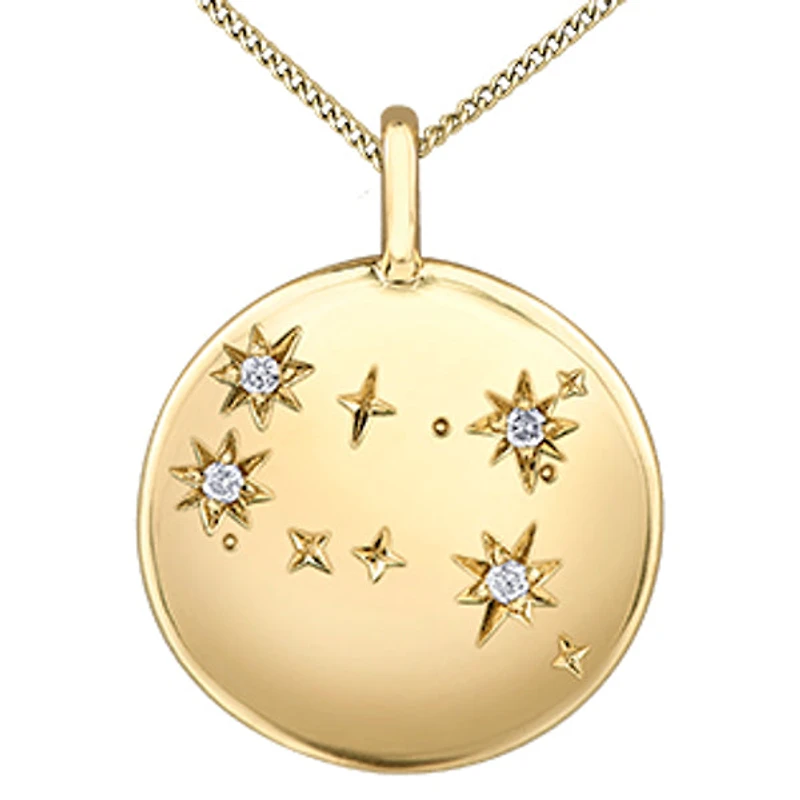 10k Yellow Gold Zodiac Diamond Pendant