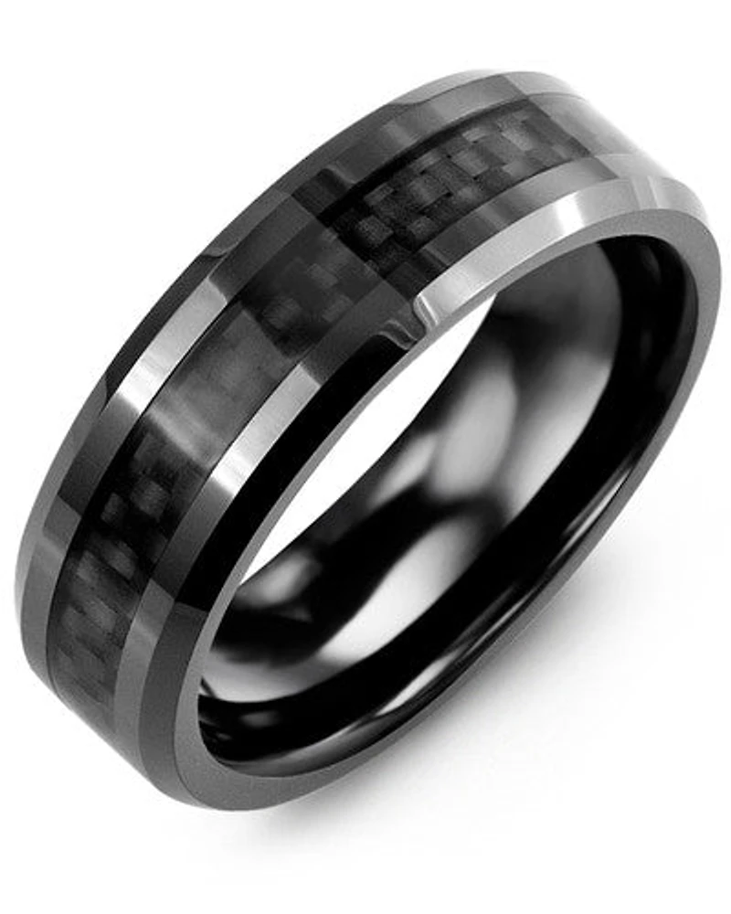Mens Ceramic & Carbon Fiber Band