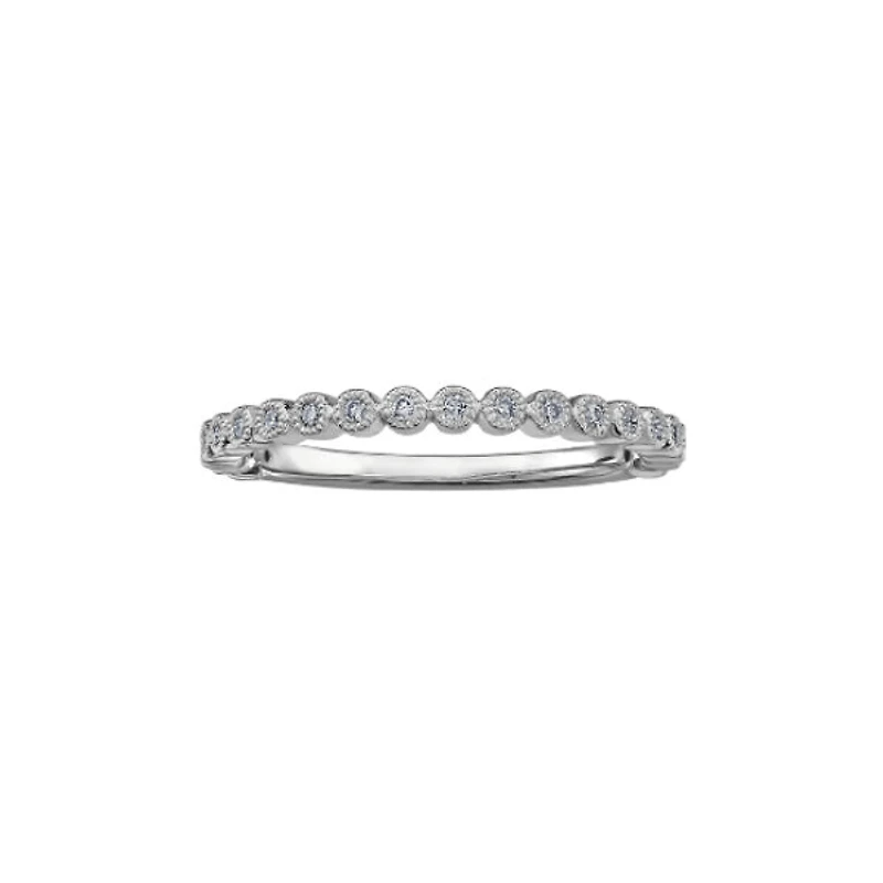 10k White Gold & Diamond Stackable Ring