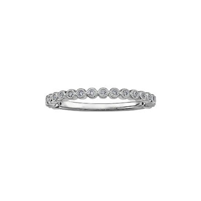 10k White Gold & Diamond Stackable Ring