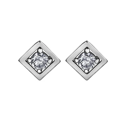 10k White Gold Diamond Earrings