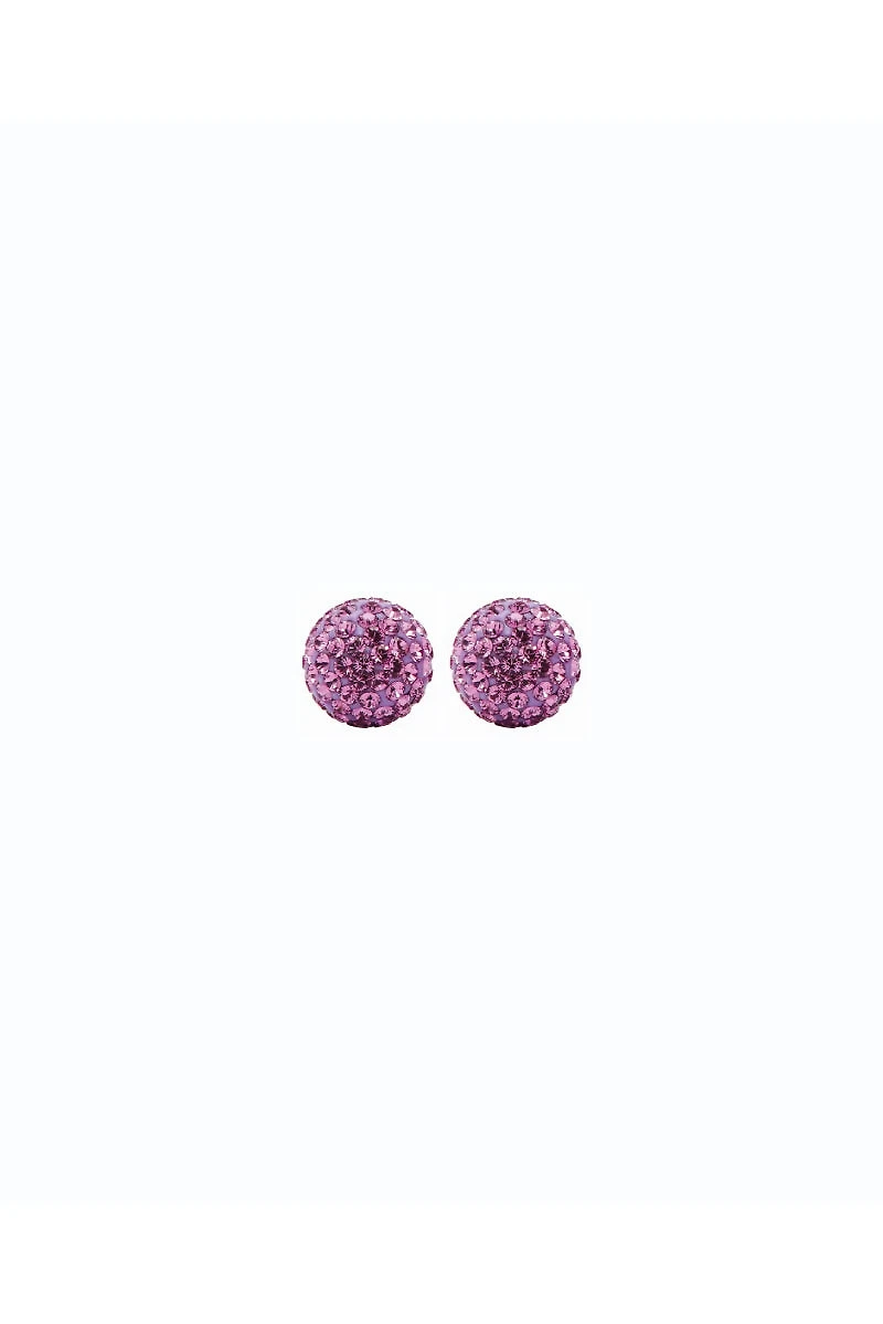 6mm Sparkle Ball Earrings - Amethyst Crystal