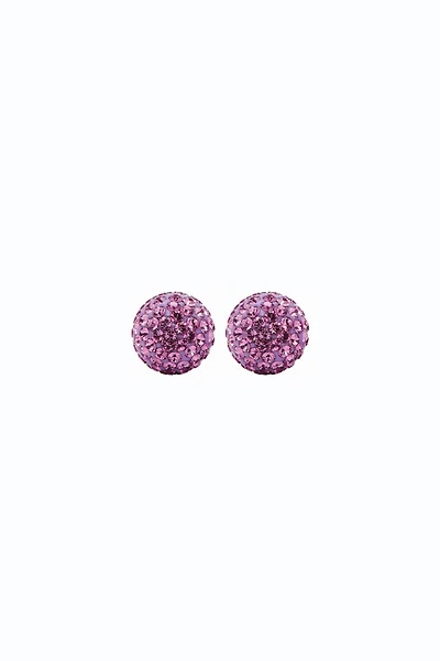 8mm Sparkle Ball Earrings - Amethyst Crystal