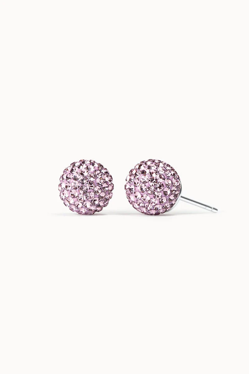 8mm Sparkle Ball Earrings - Lilac