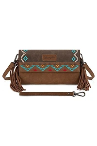 Aztec Embroidered Fringe Wallet Crossbody