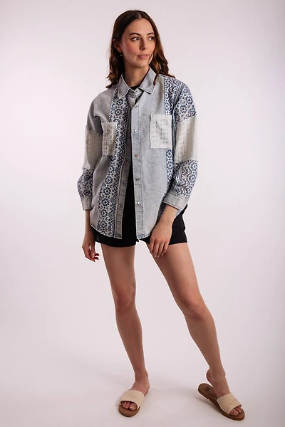 Aztec Lace Denim Shirt