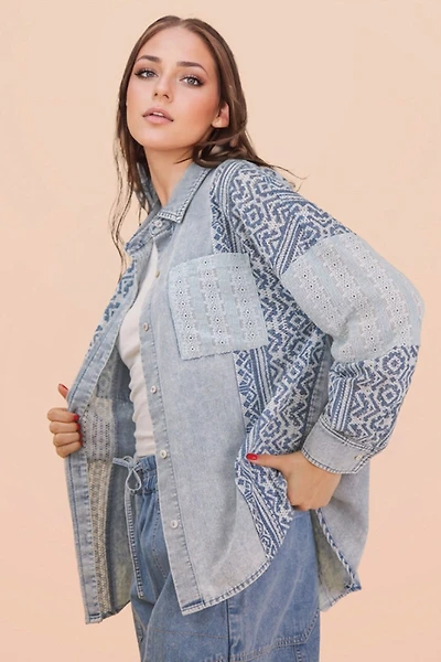 Aztec Lace Denim Shirt