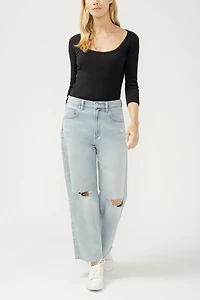 Be Easy High Rise Wide Leg Cropped Jeans