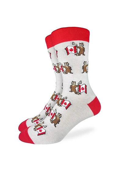 Beaver Waving Canadian Flag Socks